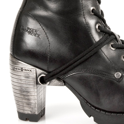 New Rock - M-TR005-S1 Botte au genou - Noir/Couleur argent